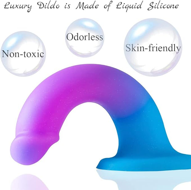 8'' Liquid Silicone Realistic Dildo,Gradient Color Penis for Vaginal and Anal Sex,Adult Sex Toy G-spot Prostate Orgasm,Lifelike Dick with Strong Suction Cup Compatible Strap-on Harness