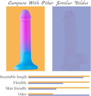 8'' Liquid Silicone Realistic Dildo,Gradient Color Penis for Vaginal and Anal Sex,Adult Sex Toy G-spot Prostate Orgasm,Lifelike Dick with Strong Suction Cup Compatible Strap-on Harness