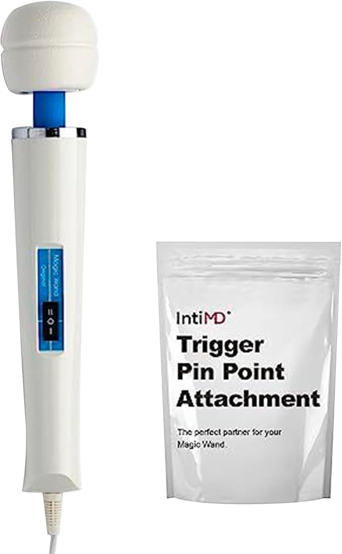 Authentic Magic Wand Original Massager - Ultra-Powerful 2-Speed Plug-in Personal Massager with Free IntiMD Pin Point Attachment
