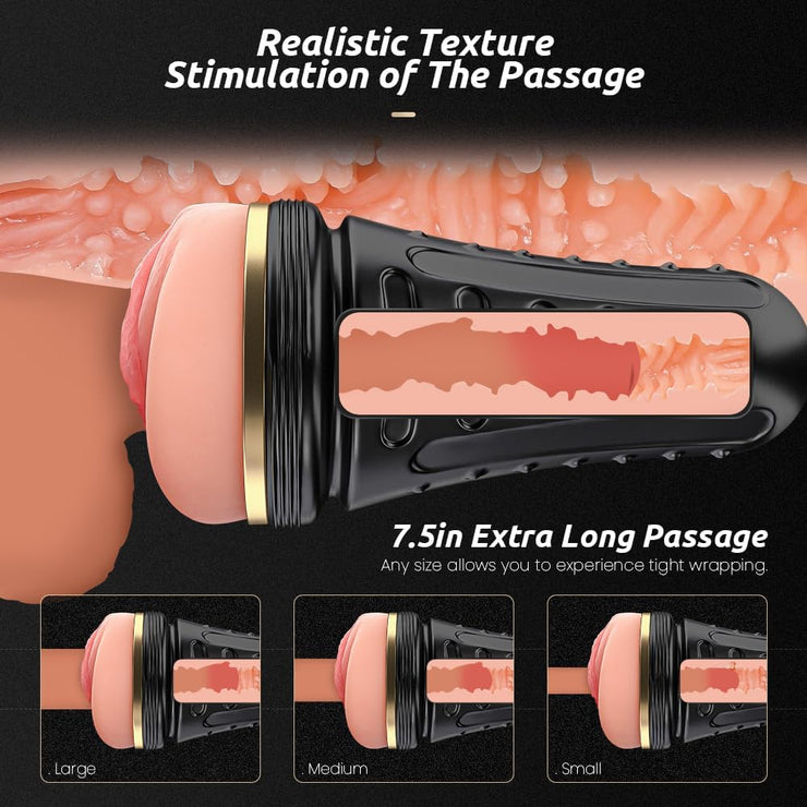Male Masturbator Realistic Pocket Pussy Vagina Textured with 7.5in Depth Soft and Fleshy Texture,Penis Training Masturbators Sex Machine Toy for Men (Transparent)