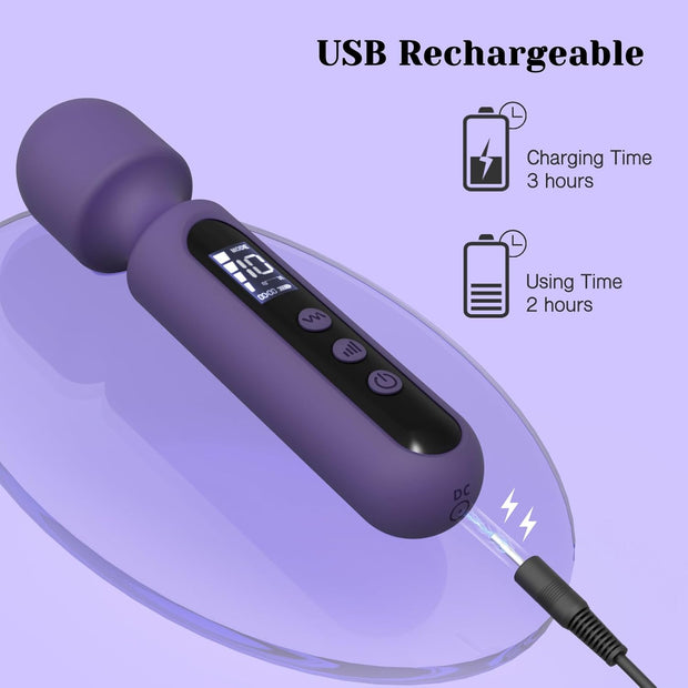 Tracy's Dog Wand Vibrator Kits, Couple Adult Sex Toys with 3 Attachments for Clit, G Spot, Glans, Clitoral Stimulator Vibrating Dildo with LCD Display, 10 Patterns 4 Speeds Massage Kits