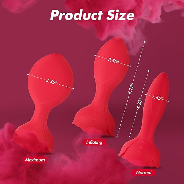 Inflatable Butt Plug Anal Toys - Rose Vibrating Butt Plug Anal Sex Toys for Adults Anal Vibrator with Automatic Inflation and 10 Vibrating Modes for Men and Women Prostate Massager