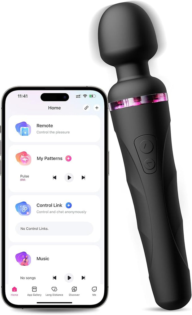 LOVENSE Domi 2 Wand Massager Clitoral Vibrators, Intense Vibrator Black Adult Sex Toys&Games for Women Men Powerful Massage with Dual Rotating Head, Remote Control Vibrator for Couple Play