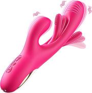 Vibrator Dildo Rabbit Sex Toys -LOVENOTE G Spot Vibrator Massager for Women Clitoral Nipple Stimulation, 3 in 1 Sex Toys with 14 Vibration & 7 Tongue Licking Flapping, Adult Product Aurieel (Ruby)