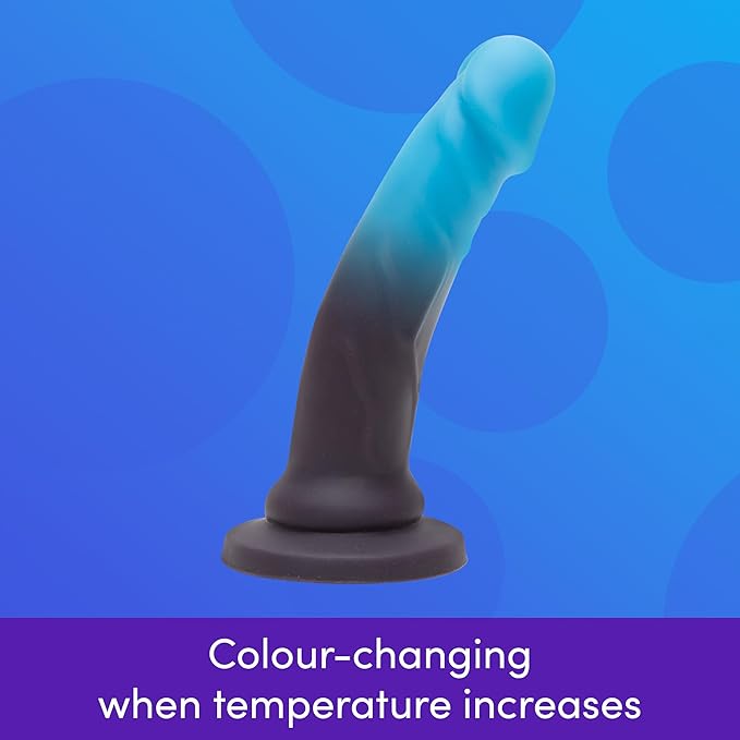 Lovehoney Lifelike Lover Luxe Realistic Dildo - 7 Inch Suction Cup Dildo - Colour Changing Curved Smooth Silicone - Harness Compatible Strap On - Adult Sex Toy - Waterproof - Purple/Pink