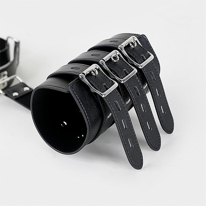 BDSM Handcuffs Sex Bed Adult Set, Sex Bondage Restraints Straps Cuffs, Adjustable Pu Leather Sex Leash Bondage Fetish Handcuffs Kit Cuff Restraint Set Couples Adult Sex Toys for Couple Sex Play