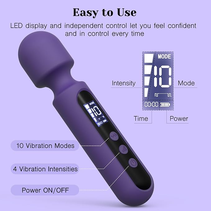Tracy's Dog Wand Vibrator Kits, Couple Adult Sex Toys with 3 Attachments for Clit, G Spot, Glans, Clitoral Stimulator Vibrating Dildo with LCD Display, 10 Patterns 4 Speeds Massage Kits