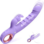 Thrusting Dildo Vibrator Sex Toys - Rose Toy Dildos with 7 Thrusting & Rabbit & Vibration Modes - Independent Control Adult Toys with Multiple Stimulation, Rabbit Vibrators for Women (Dark Purple)