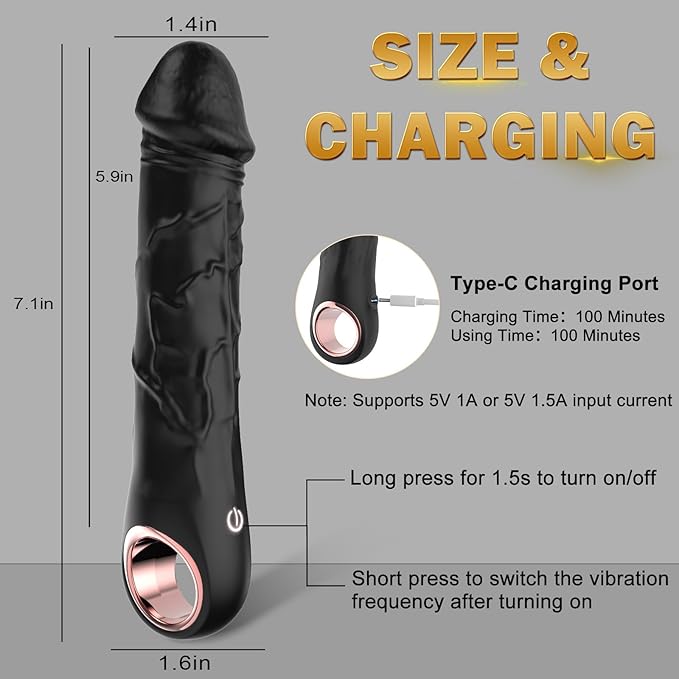 BGGOOD 7.1 Inch Realistic Silicone Dildos - Clitoris G Spot Dildo Vibrator Wand with 10 Vibrates, Sexual Toy Female Adult Sex Toys for Women Couples Pleasure