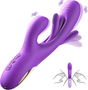 Vibrator Dildo Rabbit Sex Toys -LOVENOTE G Spot Vibrator Massager for Women Clitoral Nipple Stimulation, 3 in 1 Sex Toys with 14 Vibration & 7 Tongue Licking Flapping, Adult Product Aurieel (Ruby)