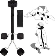 Sex Bondage BDSM Restraints Kit - UTIMI Collar Wrist Behind Back Restraint Ankles Cuffs with Blindfold and Adjustable Straps Handcuffs Sex Adult PU Leather Set BSDM Toys Couples Red