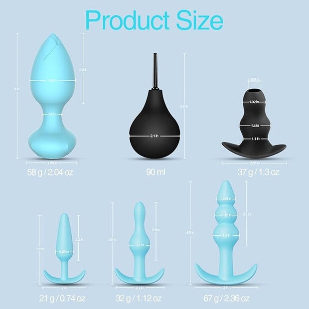 Sex Toys Butt Anal Plug - 6 Pack Training Kit Set Silicone Vibrating Butt Plug with Remote Control Adult Toys for Women, Men, Couple and Beginners (Purple)