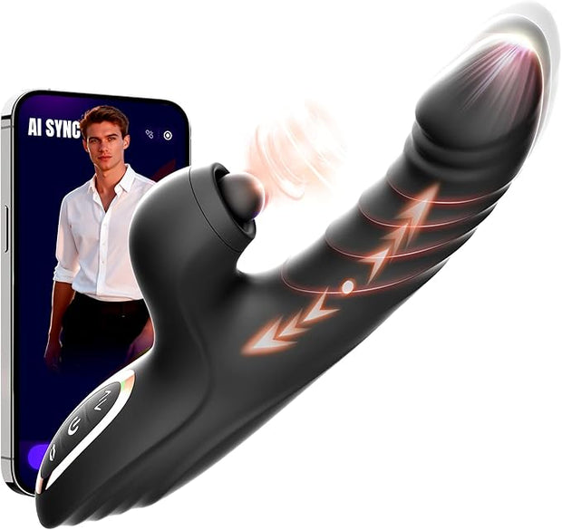 Vibrator Sex Toys for Women - Rabbit Vibrator with 10 Vibrating 7 Thrust Modes with Licking, G Spot Vibrator Clitoral Vibrators Adult Sex Toys for Womens Female Couples Games Black Adult Toys