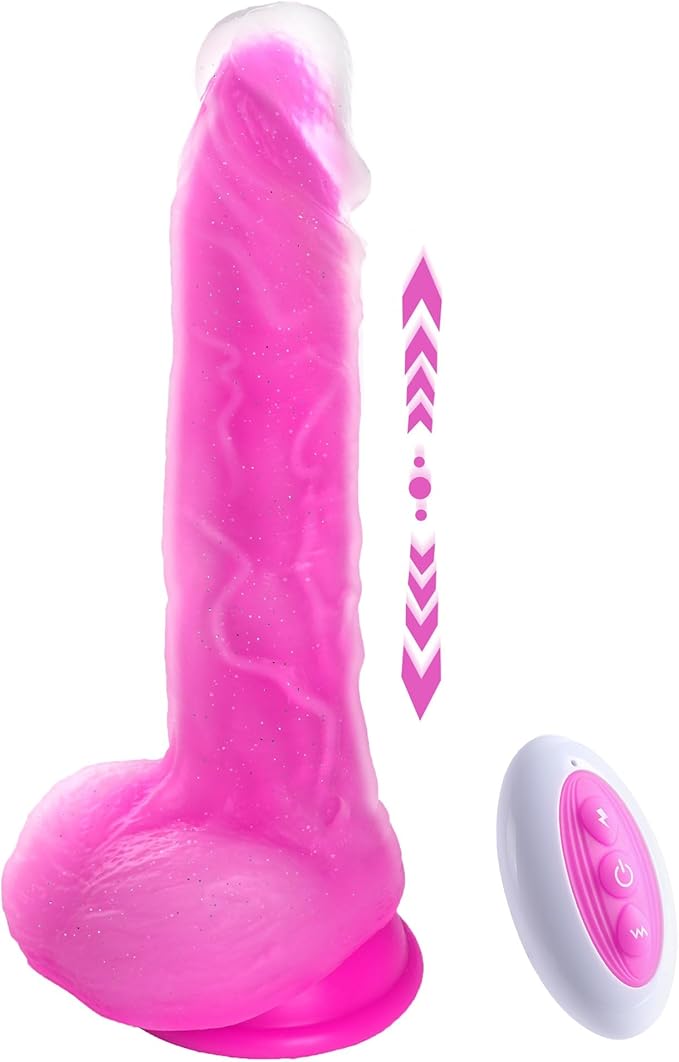 Tracy’s Dog Thrusting Dildo Vibrator - 9.25" Heating Realistic G-Spot Vibrator for Women Couples, Remote-Controlled Adult Sex Toy with 3 Thrusting Speeds, 10 Vibration Modes & Suction Cup Base