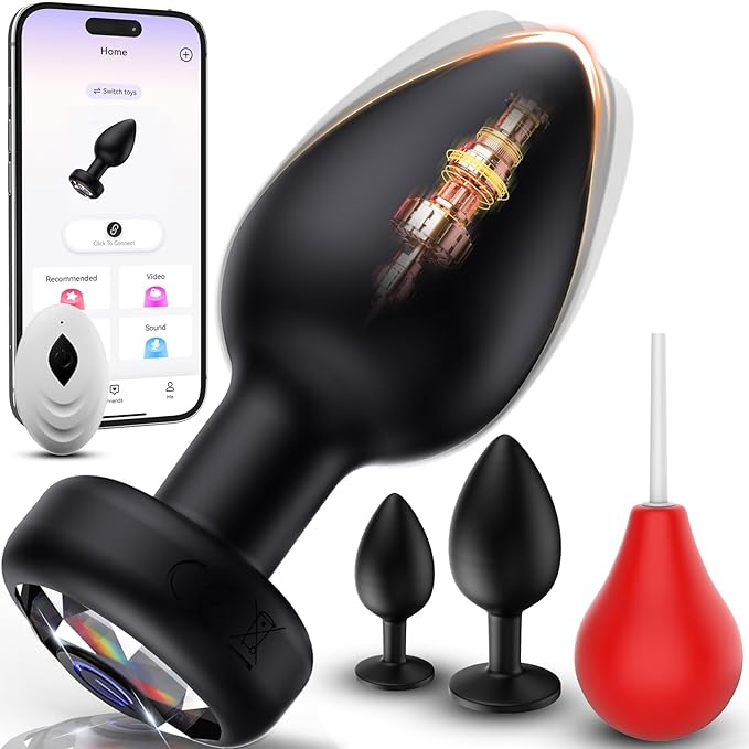 3PCS Anal Training Kit Adult Sex Toys, Silicone Vibrating Butt Plug with 10 Vibration, APP Remote Control Dildo Vibrator Butt Plug Set for Beginners, Advanced Users for Men Women Couple