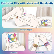 BDSM Sex Bondage Restraints Kit Adult Toys with Cat Mask Blindfold and Adjustable Handcuffs for Women and Men, Soft Vegan Leather SM Bondage Gear Accessories Sexy Slave Sex Toys for Couple Role Play