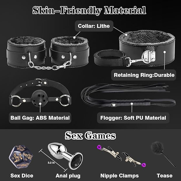 Bondage Restraints for Adult Toys, 12 Pcs Bondage Gear and Accessories Sex Toys for Women and Couples