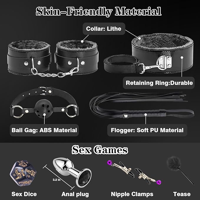 Bondage Restraints for Adult Toys, 12 Pcs Bondage Gear and Accessories Sex Toys for Women and Couples