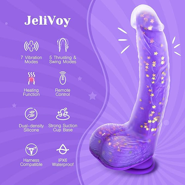 Tracy’s Dog Thrusting Dildo Vibrator - 9.25" Heating Realistic G-Spot Vibrator for Women Couples, Remote-Controlled Adult Sex Toy with 3 Thrusting Speeds, 10 Vibration Modes & Suction Cup Base