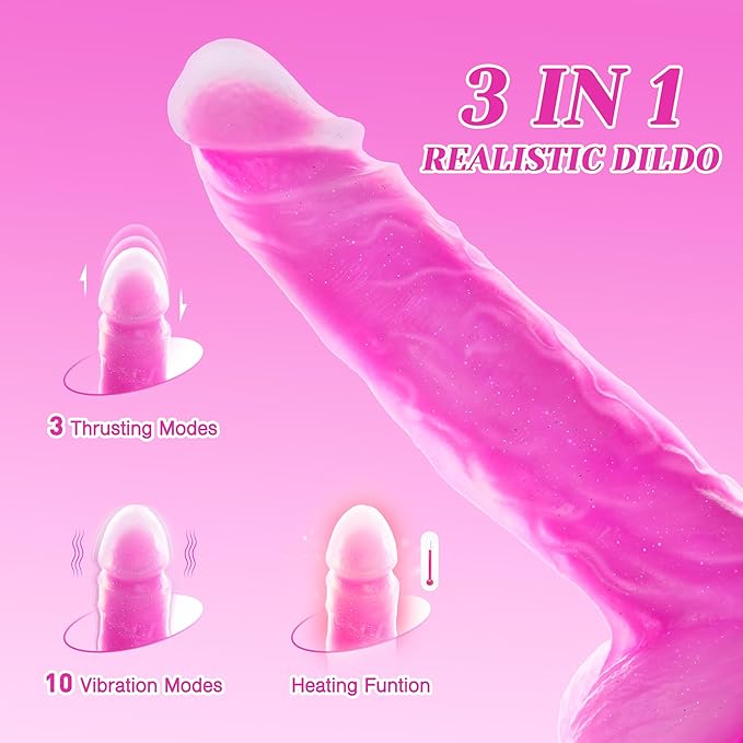 Tracy’s Dog Thrusting Dildo Vibrator - 9.25" Heating Realistic G-Spot Vibrator for Women Couples, Remote-Controlled Adult Sex Toy with 3 Thrusting Speeds, 10 Vibration Modes & Suction Cup Base