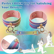 BDSM Sex Bondage Restraints Kit Adult Toys with Cat Mask Blindfold and Adjustable Handcuffs for Women and Men, Soft Vegan Leather SM Bondage Gear Accessories Sexy Slave Sex Toys for Couple Role Play