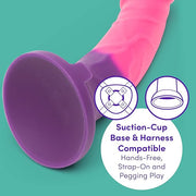 Lovehoney Lifelike Lover Luxe Realistic Dildo - 7 Inch Suction Cup Dildo - Colour Changing Curved Smooth Silicone - Harness Compatible Strap On - Adult Sex Toy - Waterproof - Purple/Pink