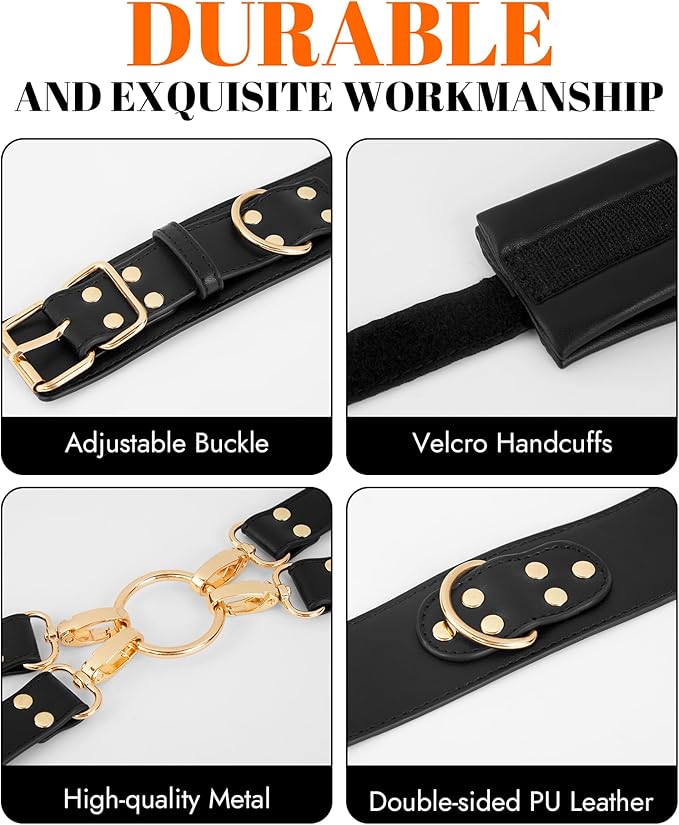 UTIMI Sex Bondage BDSM Kit Restraints 6PCS Sets with Adjustable Handcuffs Ankle Cuff Thigh Cuffs Blindfold Cross Strap Waist Strap Adult SM Games Sex Toys for Men Women and Couples