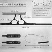 BDSM Bondage Sex Breast Restraints Set B to E Cup Boobs Sex Things for Couples Kinky Adult Sex Toys with Dual-Layer PU Leather Harness Collars with Traction Chain Handcuffs Accessories S&M Floggers