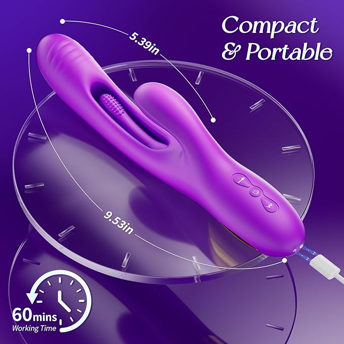 Vibrator Dildo Rabbit Sex Toys -LOVENOTE G Spot Vibrator Massager for Women Clitoral Nipple Stimulation, 3 in 1 Sex Toys with 14 Vibration & 7 Tongue Licking Flapping, Adult Product Aurieel (Ruby)