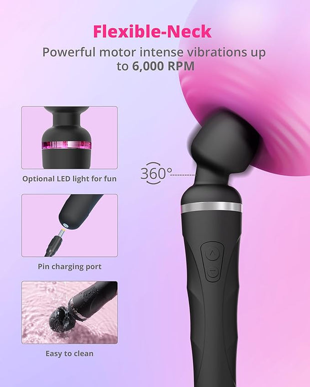 LOVENSE Domi 2 Wand Massager Clitoral Vibrators, Intense Vibrator Black Adult Sex Toys&Games for Women Men Powerful Massage with Dual Rotating Head, Remote Control Vibrator for Couple Play