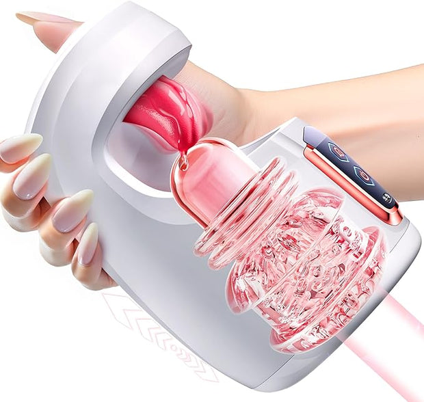 Male Masturbator Male Sex Toys - Sex Toy for Men with 10 Thrusting & 10 Real Tongue Licking Modes Blowjob Sex Machine Stroker for Training, Sex Toys Increase Endurance for Men Pleasure