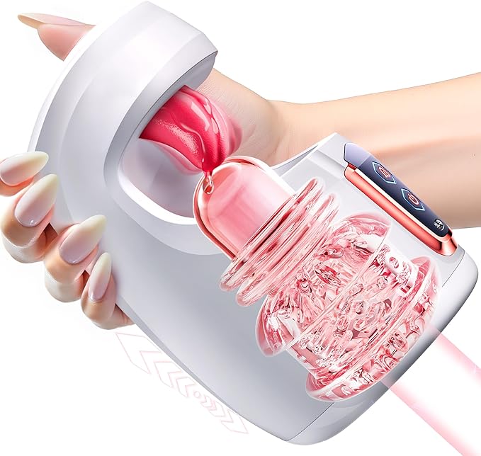 Male Masturbator Male Sex Toys - Sex Toy for Men with 10 Thrusting & 10 Real Tongue Licking Modes Blowjob Sex Machine Stroker for Training, Sex Toys Increase Endurance for Men Pleasure