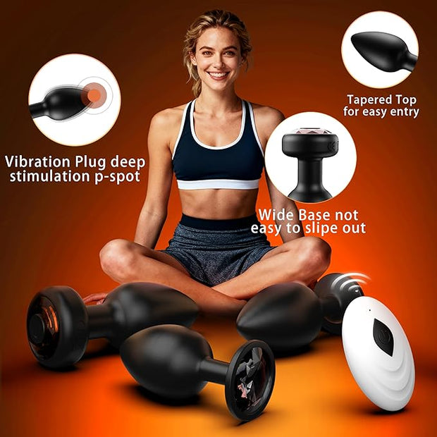 3PCS Anal Training Kit Adult Sex Toys, Silicone Vibrating Butt Plug with 10 Vibration, APP Remote Control Dildo Vibrator Butt Plug Set for Beginners, Advanced Users for Men Women Couple