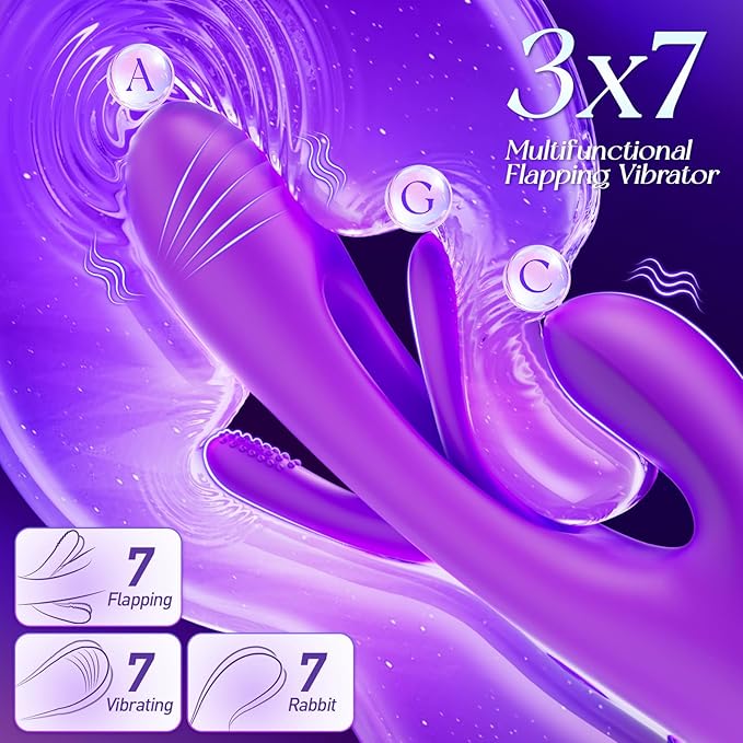 Vibrator Dildo Rabbit Sex Toys -LOVENOTE G Spot Vibrator Massager for Women Clitoral Nipple Stimulation, 3 in 1 Sex Toys with 14 Vibration & 7 Tongue Licking Flapping, Adult Product Aurieel (Ruby)