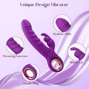 Thrusting Dildo Vibrator Sex Toys - Rose Toy Dildos with 7 Thrusting & Rabbit & Vibration Modes - Independent Control Adult Toys with Multiple Stimulation, Rabbit Vibrators for Women (Dark Purple)