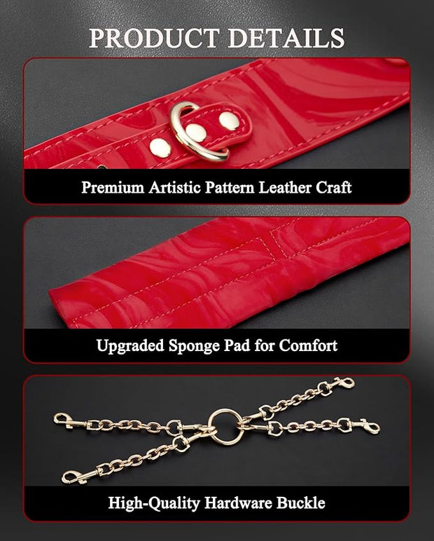 Sex Bondage BDSM Kit Restraints - UTIMI Adult Sex Toys for Couples Neck to Wrist SM Gear & Accessories Game 7PCS Sets with Adjustable Handcuffs Ankle Thigh Cuff Cross Waist Strap Traction Chain Collar