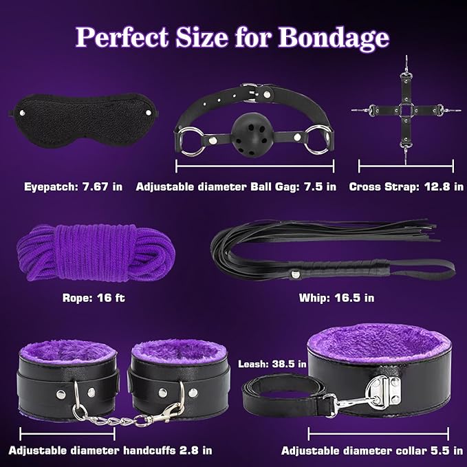 Bondage Restraints for Adult Toys, 12 Pcs Bondage Gear and Accessories Sex Toys for Women and Couples