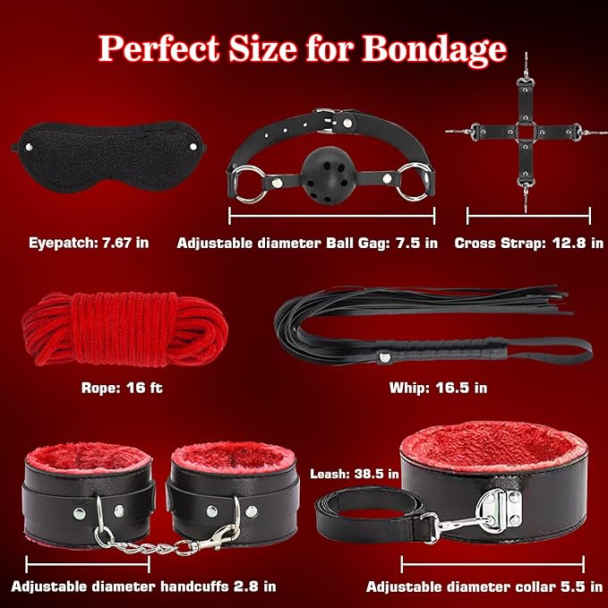 Bondage Restraints for Adult Toys, 12 Pcs Bondage Gear and Accessories Sex Toys for Women and Couples