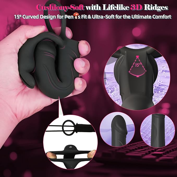 Vibrating Anal Butt Plug with Cock Ring Rabbit Clitoral Stimulator, Strap On Double Anal Dildo,Anal Couples Male Adult Sex Toys for Men Women,Fatdhu Small Penis Ring Vibrator Prostate Massager Sex Toy