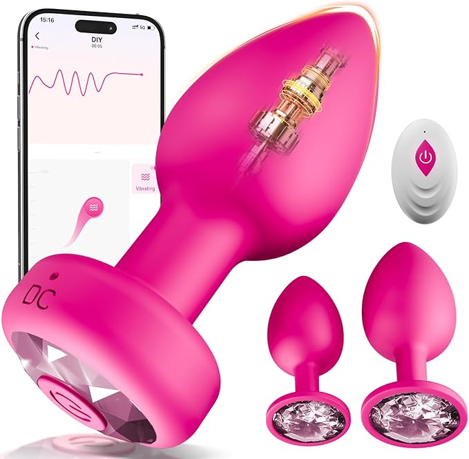 3PCS Anal Training Kit Adult Sex Toys, Silicone Vibrating Butt Plug with 10 Vibration, APP Remote Control Dildo Vibrator Butt Plug Set for Beginners, Advanced Users for Men Women Couple