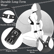 BDSM Bondage Sex Breast Restraints Set B to E Cup Boobs Sex Things for Couples Kinky Adult Sex Toys with Dual-Layer PU Leather Harness Collars with Traction Chain Handcuffs Accessories S&M Floggers