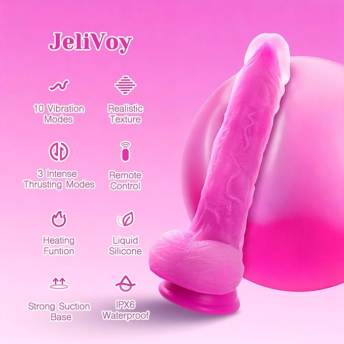 Tracy’s Dog Thrusting Dildo Vibrator - 9.25" Heating Realistic G-Spot Vibrator for Women Couples, Remote-Controlled Adult Sex Toy with 3 Thrusting Speeds, 10 Vibration Modes & Suction Cup Base