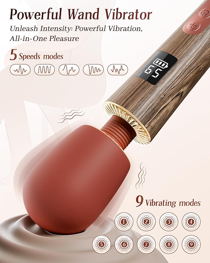 Sex Toys Vibrator Wand Dildo - Sex Toy for Women Clitoral G Spot Stimulation, Allovü Erotic Massager with 9 Powerful Vibrations, USB Rechargeable Waterproof for Female Couples Sex Furniture Bedding