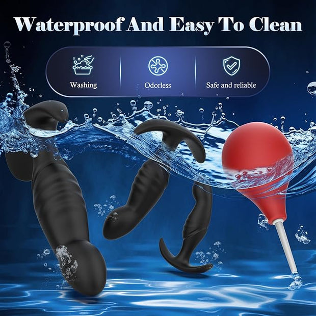 4PCS Anal Plug Adult Sex Toys, Silicone Butt Plug Set for Beginners, Advanced Users, Anal Dildo Training Kit Sex Toys for Man, Women and Couple with Flared Base Prostate Toys