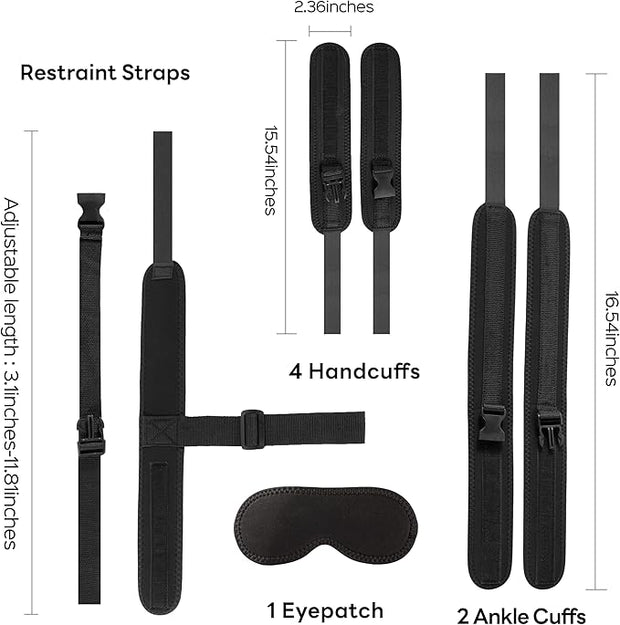 Sex Toys Bondage BDSM Restraints Set Sex Toy for Women Men Adjustable Sex Straps Neck to Wrist Cuffs Universal Buckle Locks Wrist & Thigh Cuffs Blindfold Bondage Gear & Accessories Couple Play