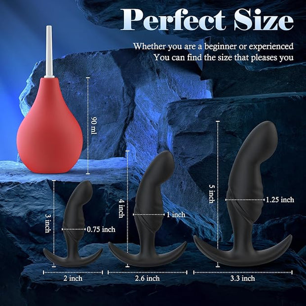 4PCS Anal Plug Adult Sex Toys, Silicone Butt Plug Set for Beginners, Advanced Users, Anal Dildo Training Kit Sex Toys for Man, Women and Couple with Flared Base Prostate Toys