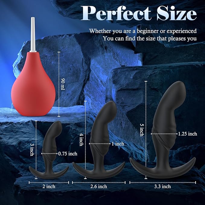 4PCS Anal Plug Adult Sex Toys, Silicone Butt Plug Set for Beginners, Advanced Users, Anal Dildo Training Kit Sex Toys for Man, Women and Couple with Flared Base Prostate Toys