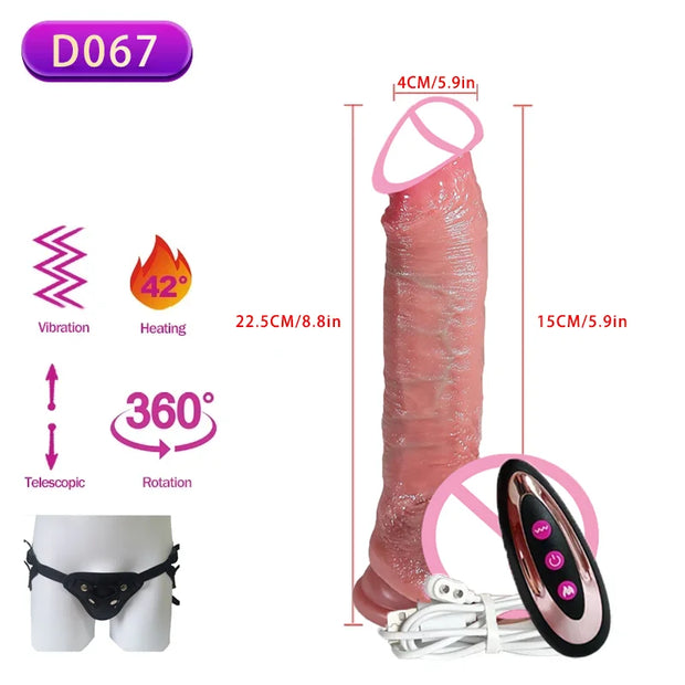 Telescopic Realistic Heating Vibrator Dildo