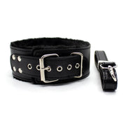 Leather Plush Collar with Leash