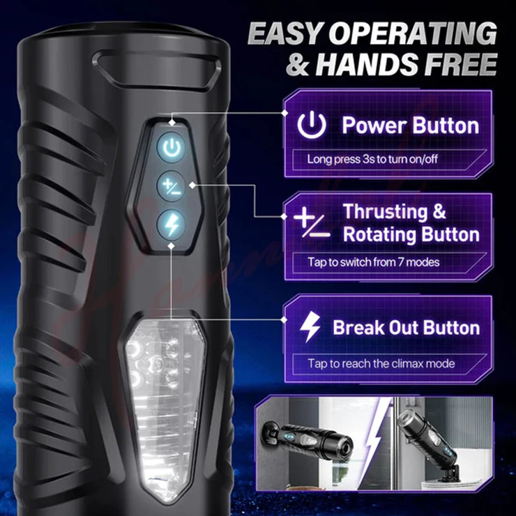 7 Thrusting Rotating Modes Masturbator